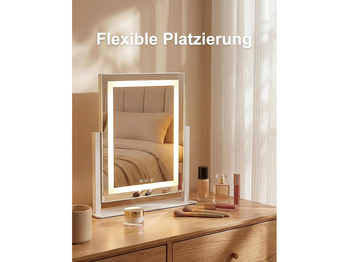 ZMH Miroir De Maquillage LED 25×30Cm 3 Modes D'éclairage Miroir Tactile à Intensité Variable