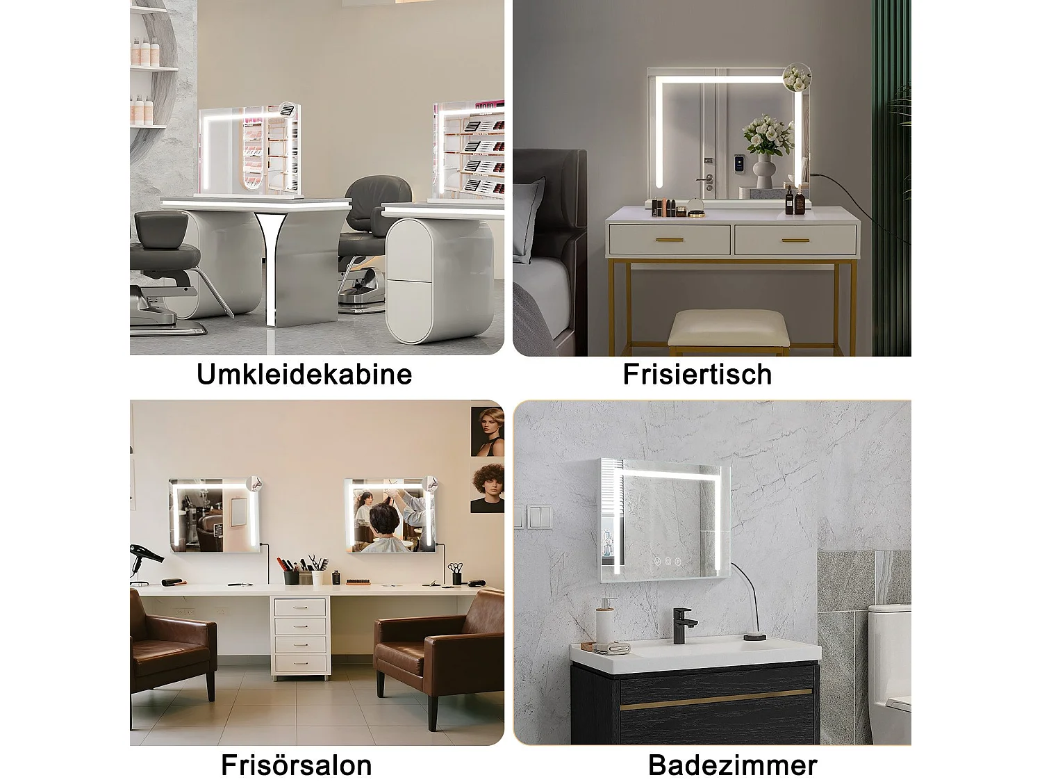 ZMH Miroir De Salle De Bain Avec Éclairage LED Salle De Bain Avec Fonction Tactile Blanc Miroir Mural