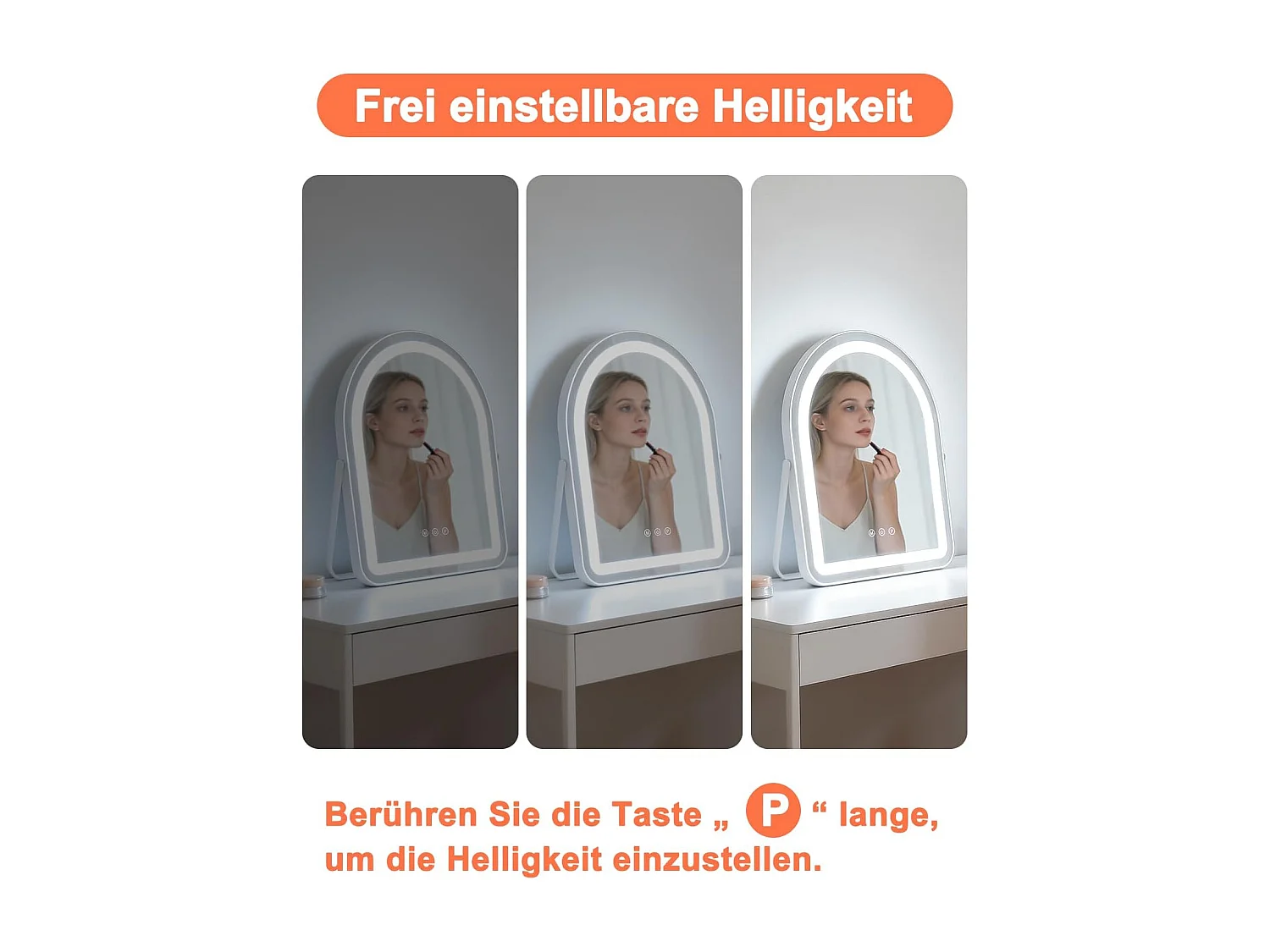 ZMH Miroir De Maquillage Hollywood Mirror 35×45Cm Avec 3 Modes D'éclairage Intensité Variable