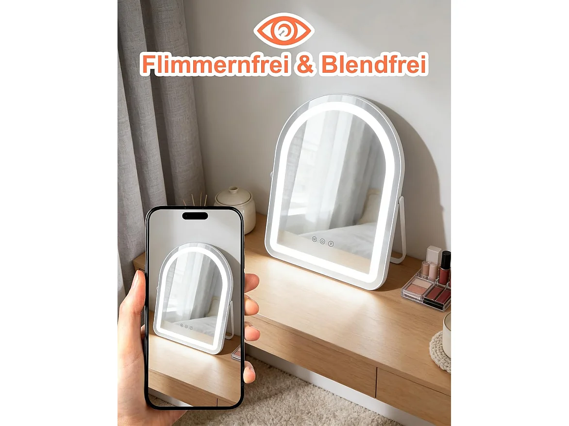 ZMH Miroir De Maquillage Hollywood Mirror 35×45Cm Avec 3 Modes D'éclairage Intensité Variable
