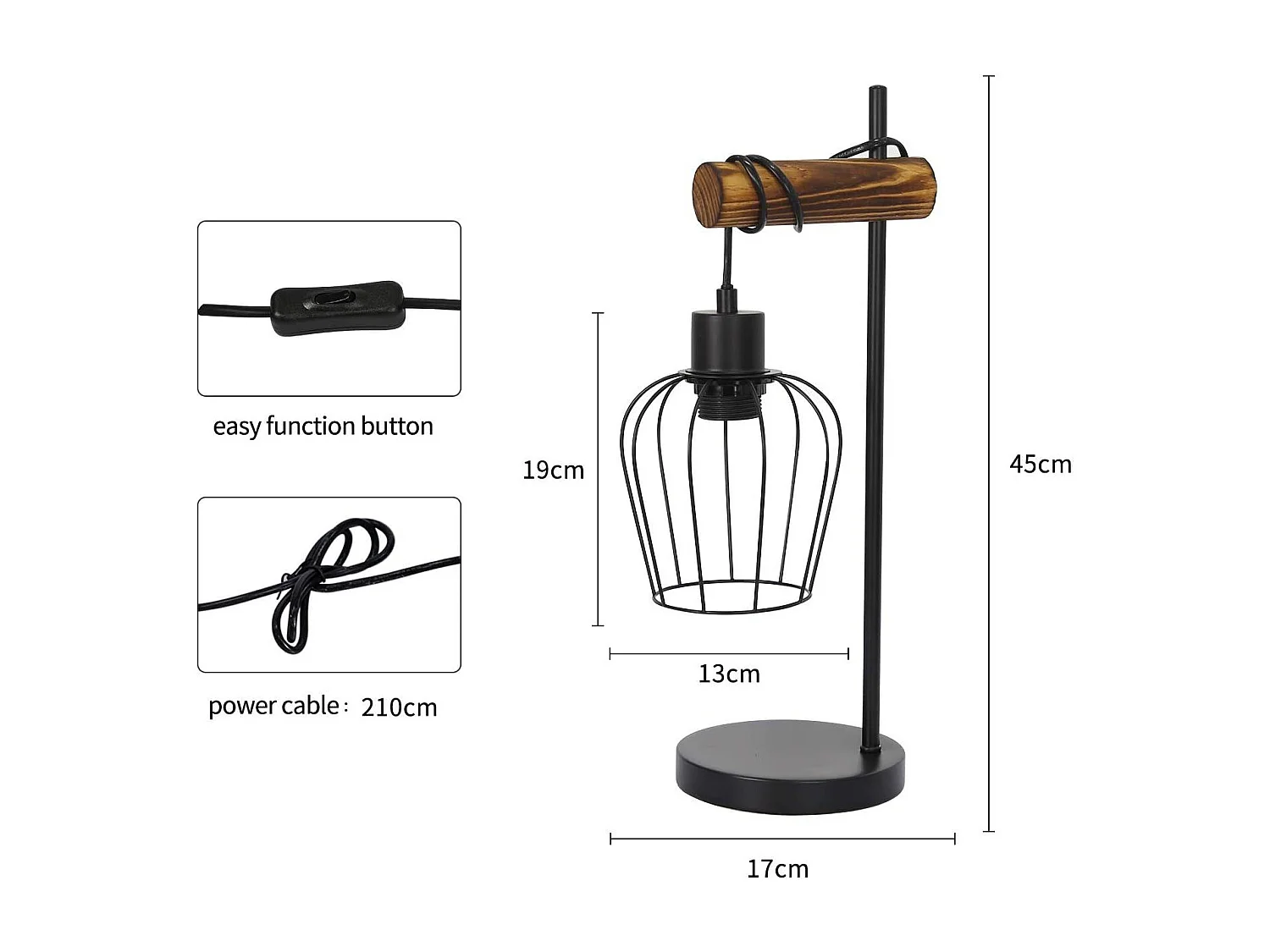 ZMH Lampe de table nior rétro E27 lampe à poser salon design industriel Convient pour un bureau et une chambre à coucher