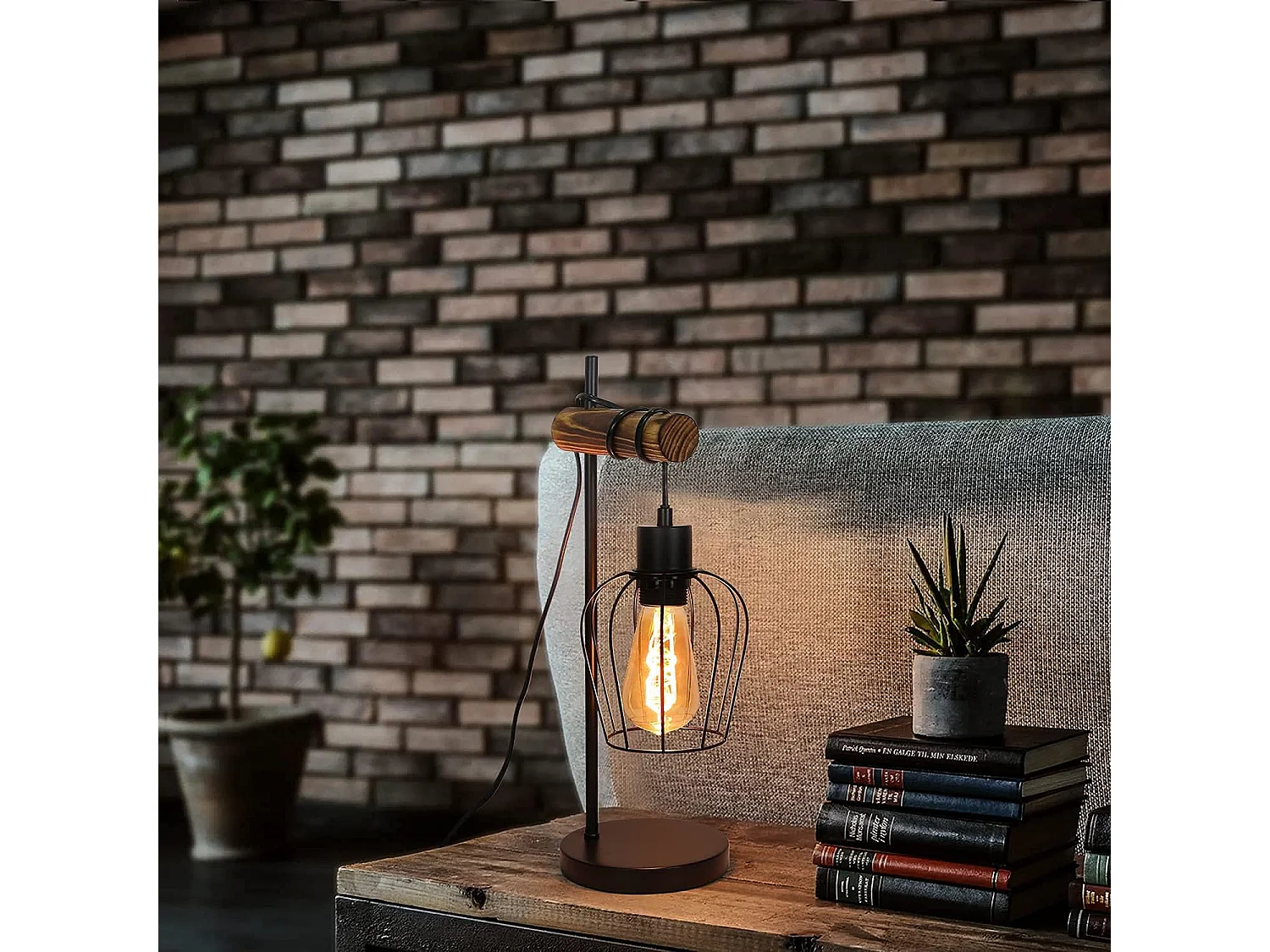 ZMH Lampe de table nior rétro E27 lampe à poser salon design industriel Convient pour un bureau et une chambre à coucher