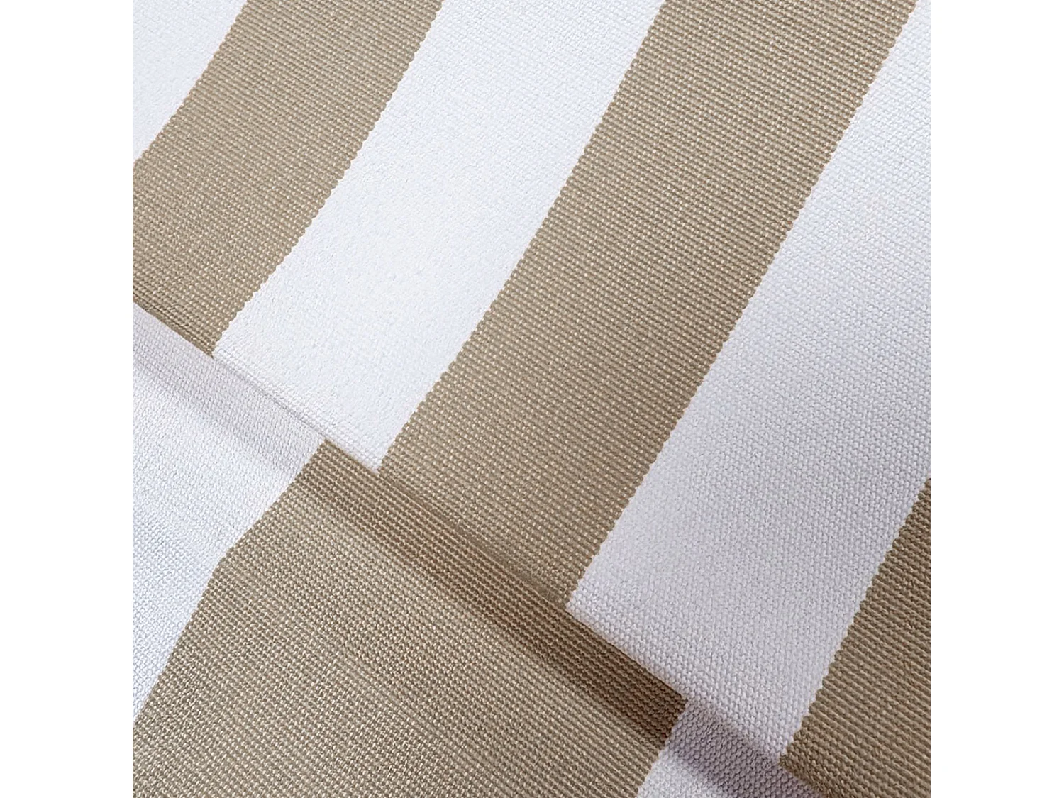 Now's Home - Salon De Jardin En Acier Blanc Tissu Rayé Blanc Et Taupe  Positano
