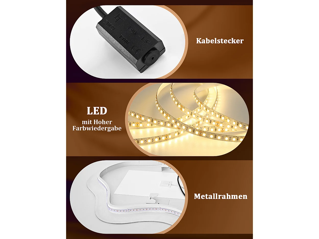 ZMH Miroir de salle de bain LED asymétrique 60x80cm IP44 interrupteur tactile antibuée fonction dimmable 3000K-6500K mural
