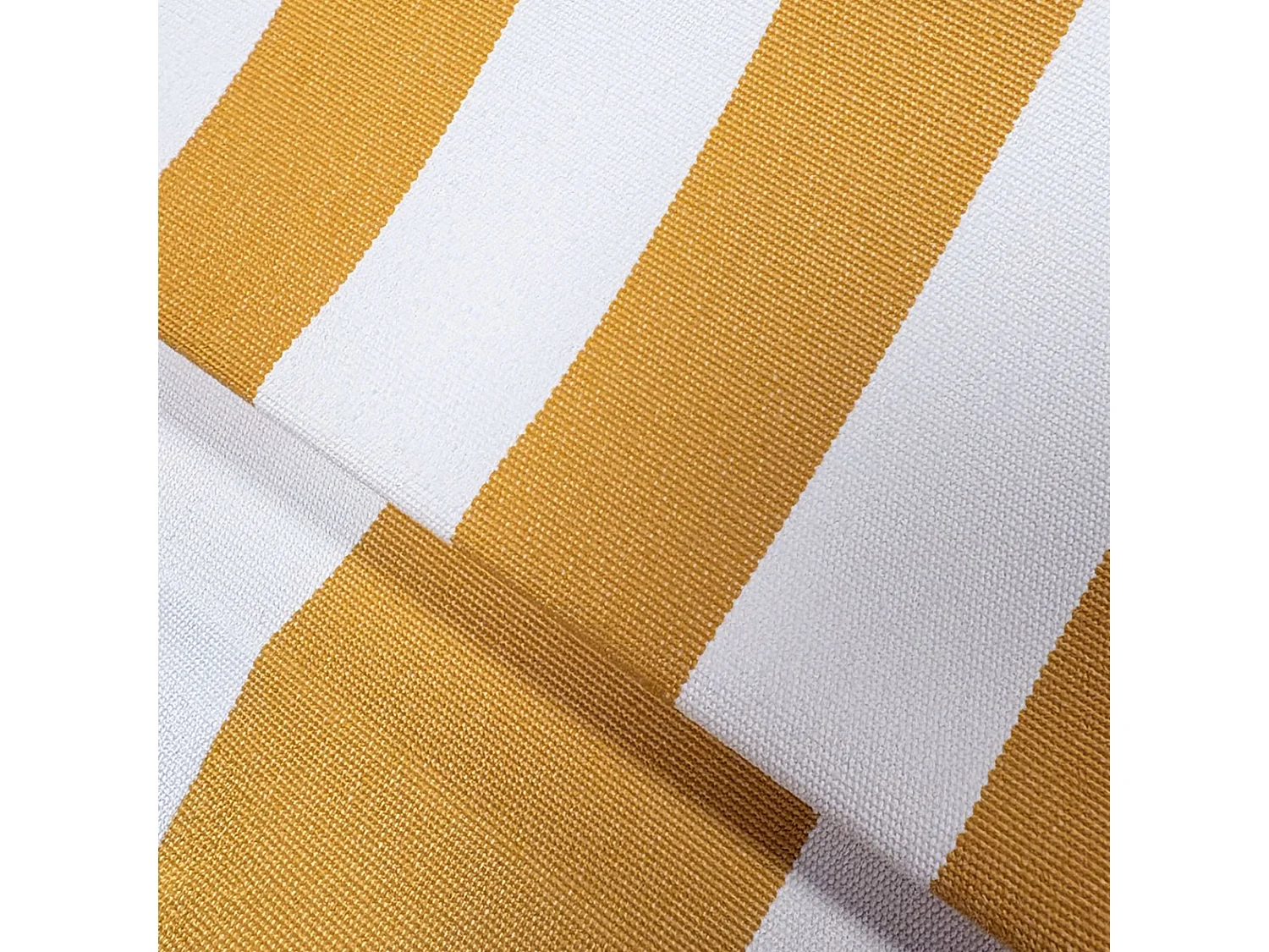 Now's Home - Salon De Jardin En Acier Blanc Tissu Rayé Blanc Et Bouton D'or Positano