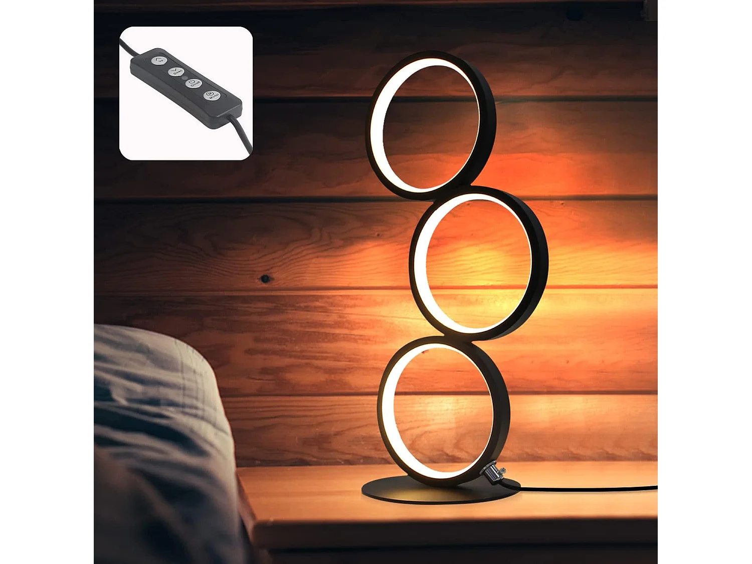 ZMH Lampe de Table LED Noir 12W Anneau Métal Design Moderne Tactile Dimmable Pour Salon Chambre Bureau
