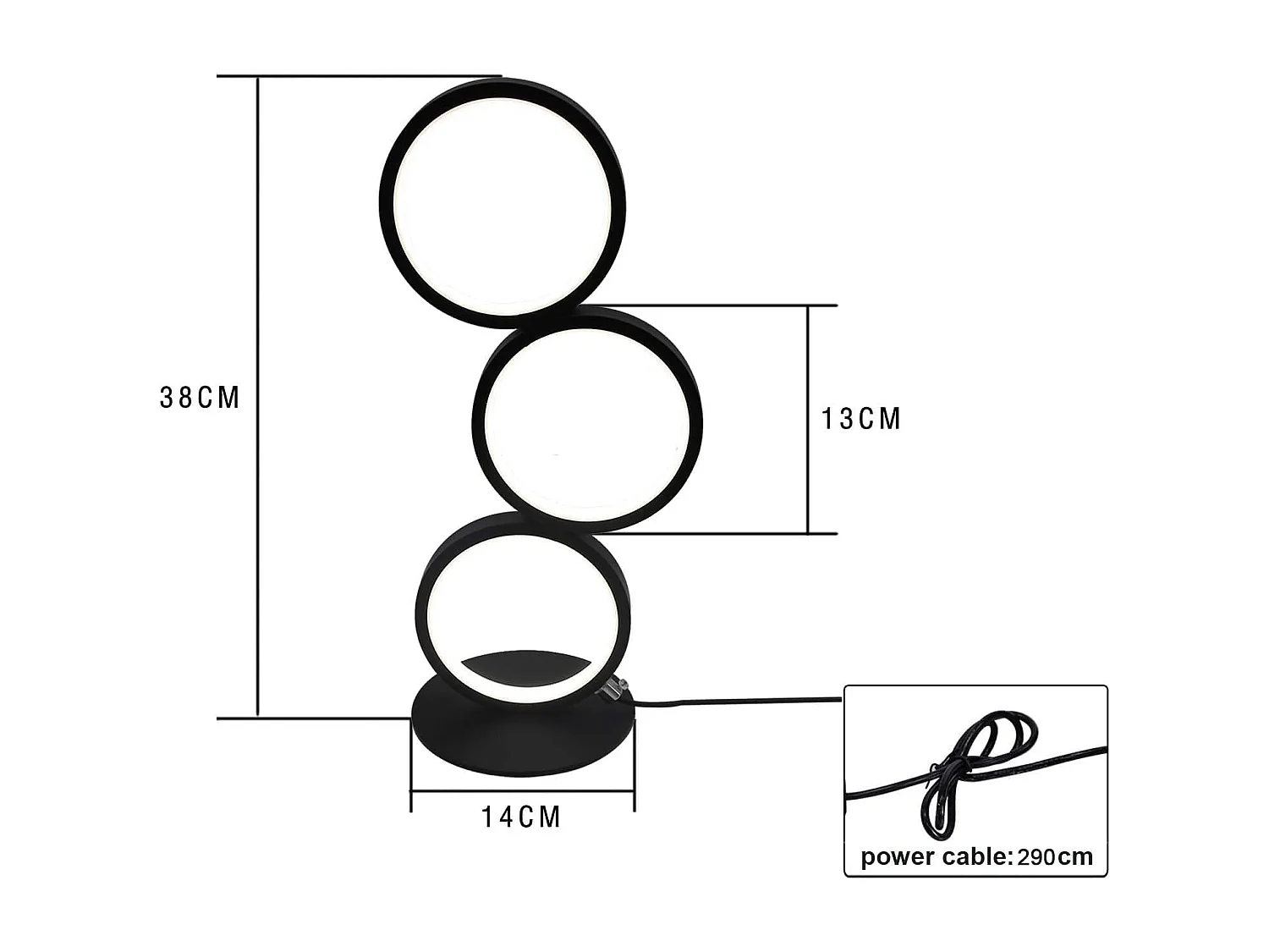 ZMH Lampe de Table LED Noir 12W Anneau Métal Design Moderne Tactile Dimmable Pour Salon Chambre Bureau