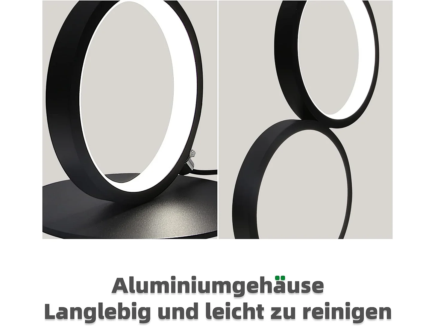 ZMH Lampe de Table LED Noir 12W Anneau Métal Design Moderne Tactile Dimmable Pour Salon Chambre Bureau