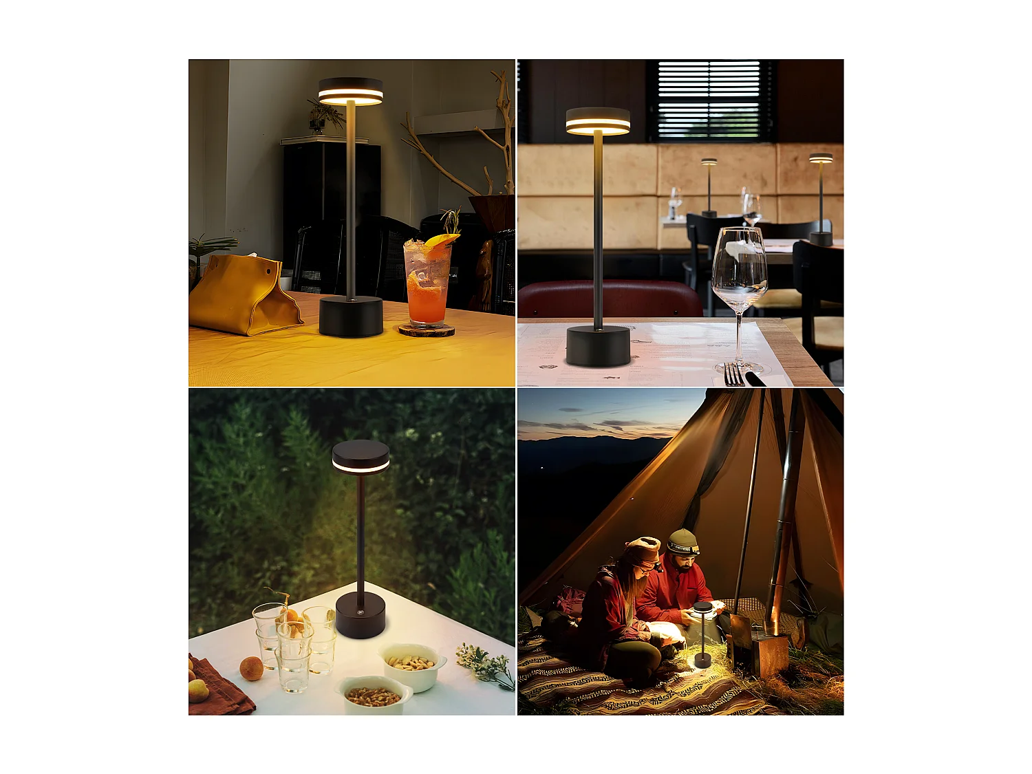 ZMH Lampe De Table LED Lampe De Chevet Noir- H.32cm （Lot de 2 ）