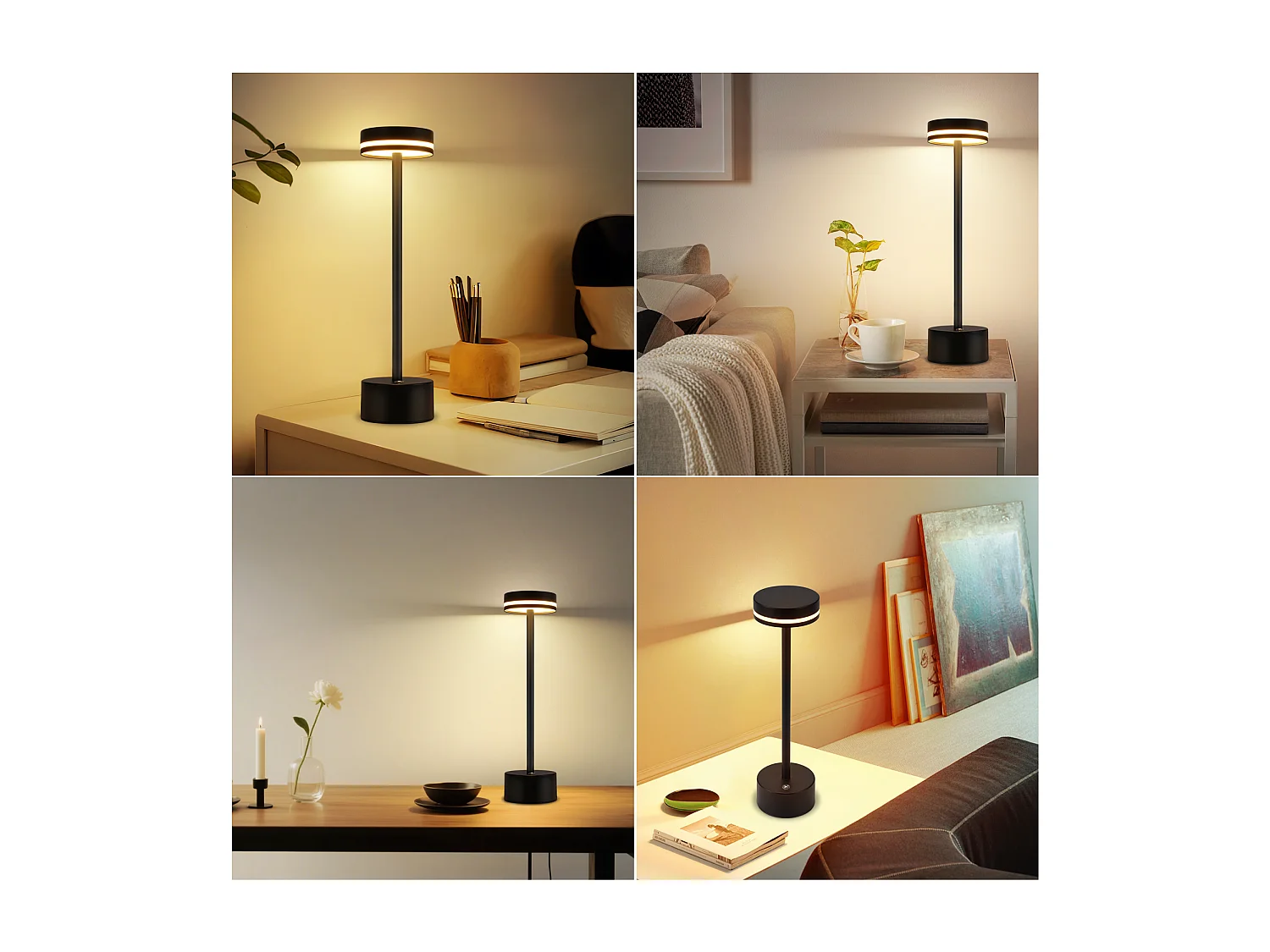 ZMH Lampe De Table LED Lampe De Chevet Noir- H.32cm （Lot de 2 ）