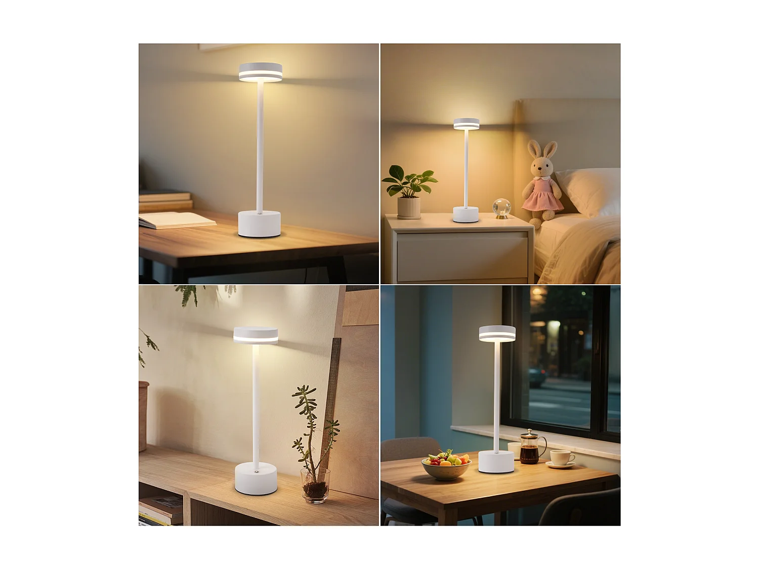 ZMH Lampe LED de Table et Chevet - Sans Fil Tactile Intensité Variable H.32 cm- Blanche- Lot de 2