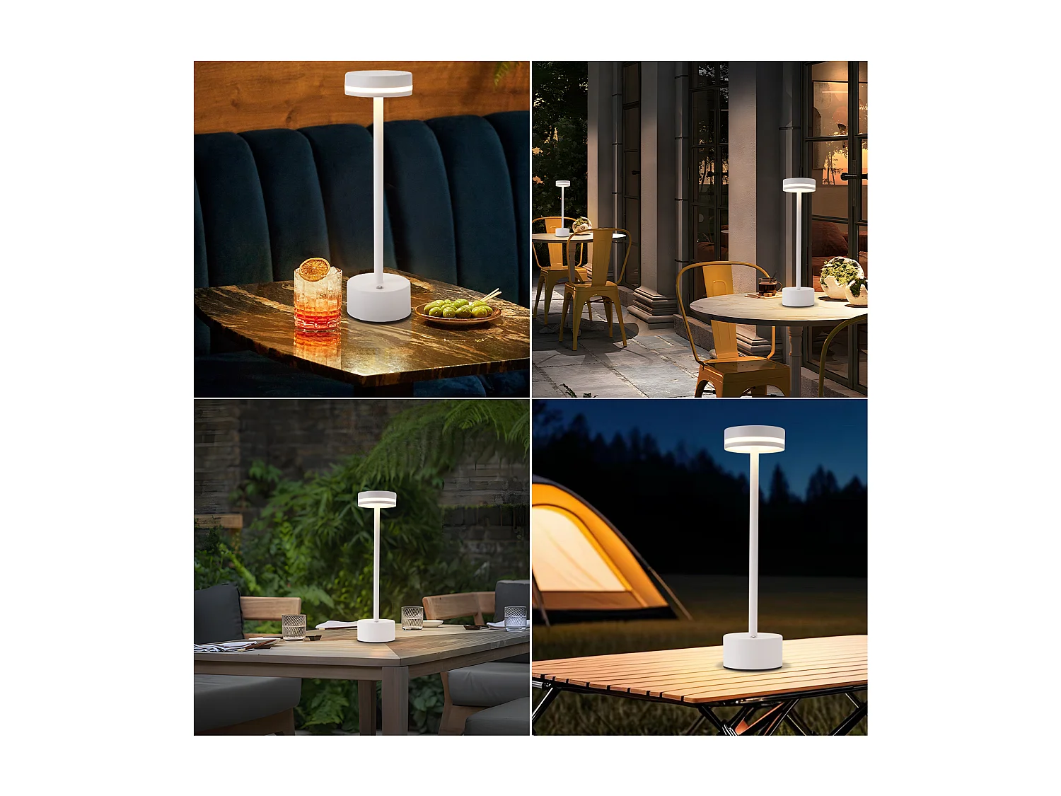 ZMH Lampe LED de Table et Chevet - Sans Fil Tactile Intensité Variable H.32 cm- Blanche- Lot de 2
