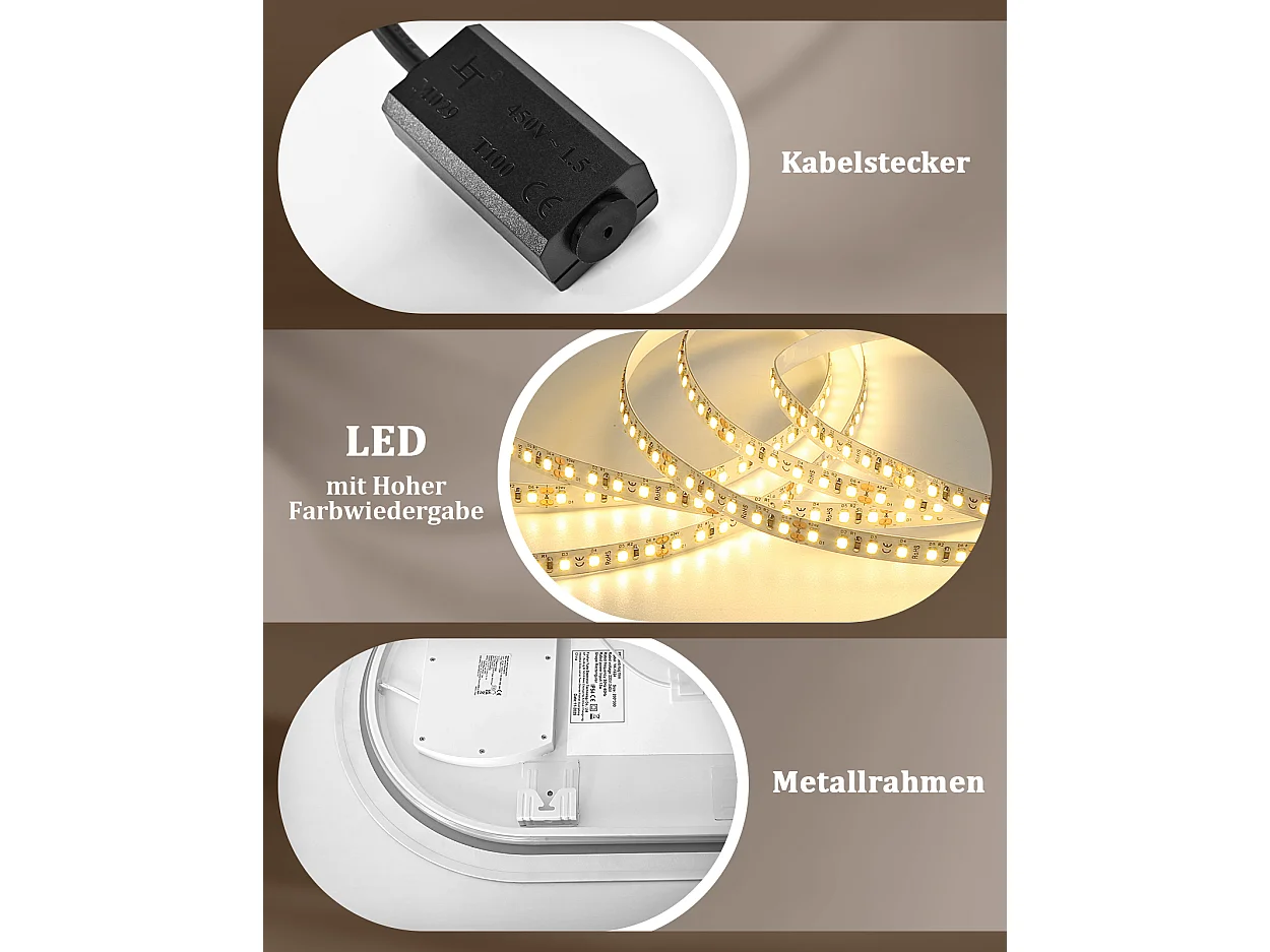 ZMH Miroir de salle de bain ovale LED 50x80cm mural tactile antibuée IP44 dimmable 3000K-6500K