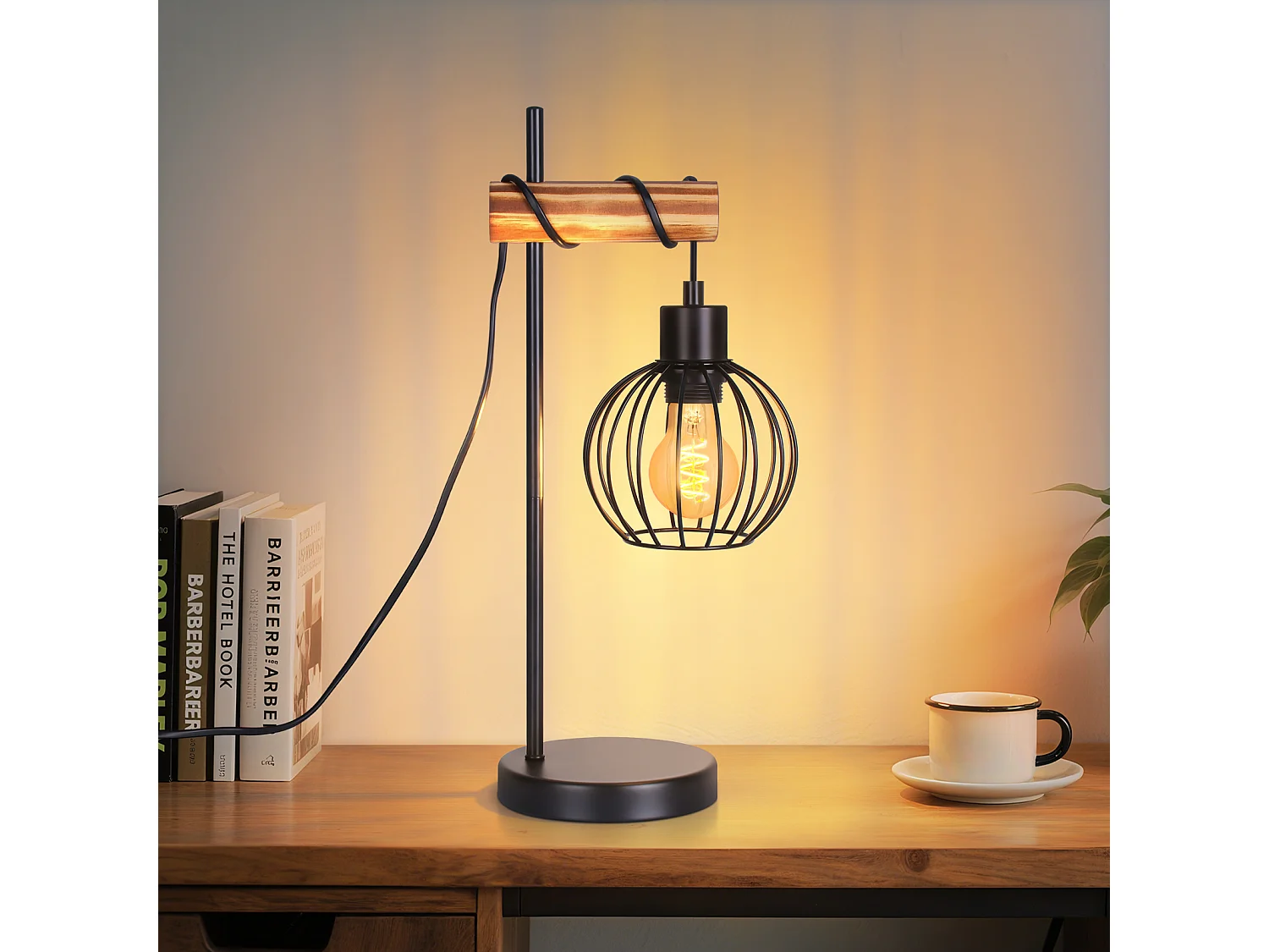 ZMH Lampe De Table Vintage - Style Industriel Rétro Métal Noir Douille E27  -  (ampoule Non Incluse)