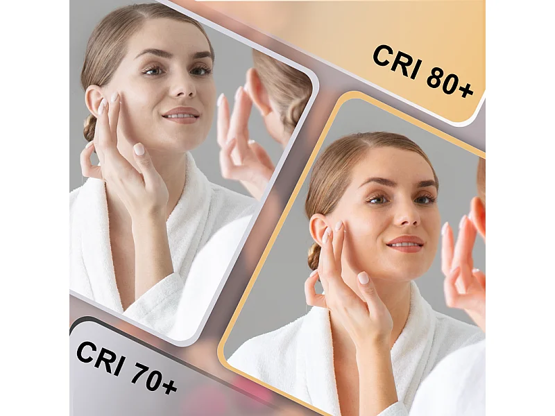 ZMH Miroir De Maquillage Avec Éclairage 70x55x12Cm Miroir LED à Intensité Variable Avec 3 Modes D'éclai