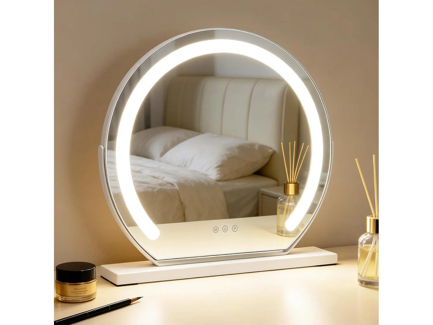 ZMH Miroir De Maquillage Hollywood 40×35Cm Miroir Tactile Intensité Variable Avec 3 Modes D'éclairage
