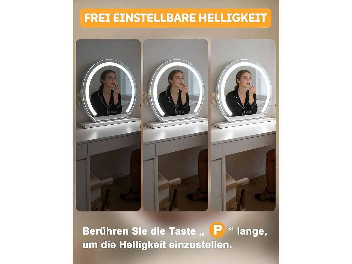 ZMH Miroir De Maquillage Hollywood 40×35Cm Miroir Tactile Intensité Variable Avec 3 Modes D'éclairage