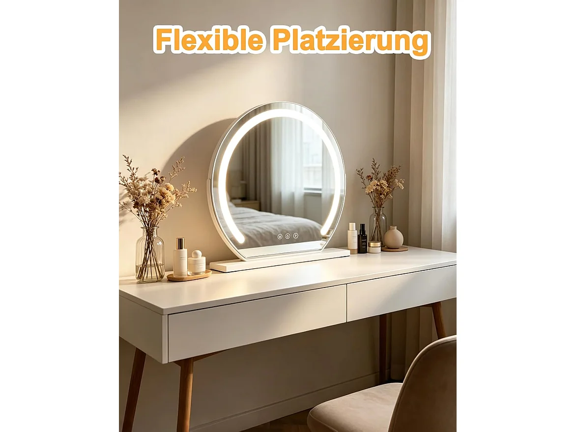 ZMH Miroir De Maquillage Hollywood 40×35Cm Miroir Tactile Intensité Variable Avec 3 Modes D'éclairage