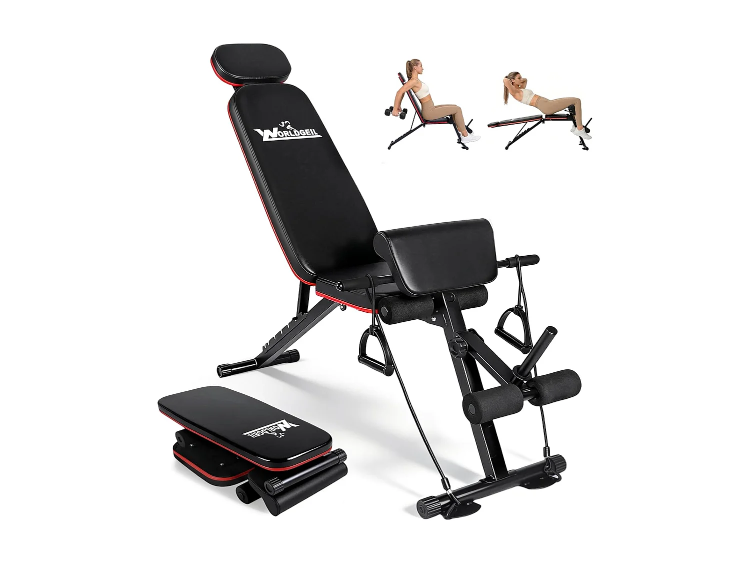 ZMH Banc de musculation noir pliable et réglable multifonctionnel et banc d'entraînement 7 en 1 convient pour la maison ou la salle de sport