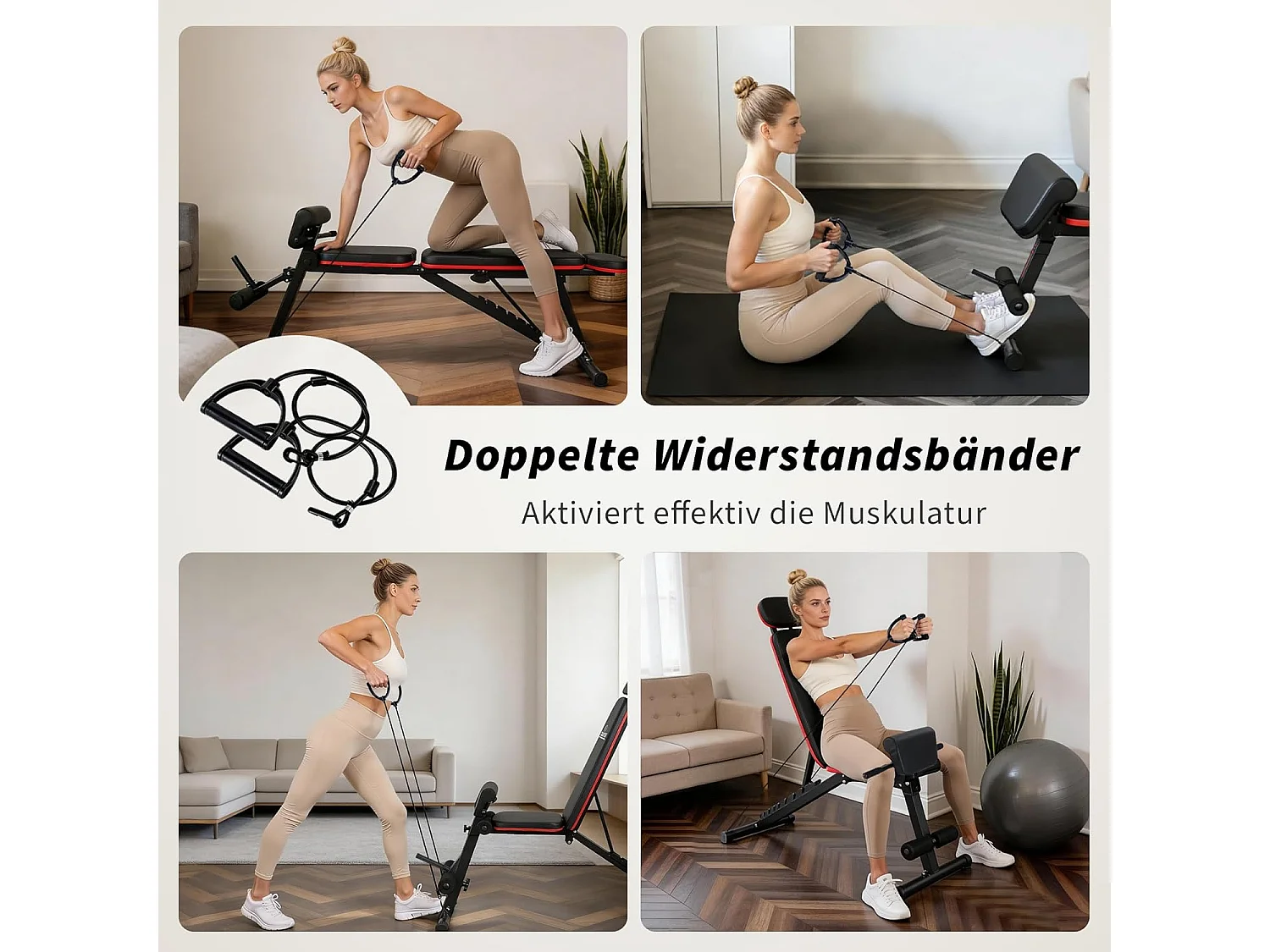 ZMH Banc de musculation noir pliable et réglable multifonctionnel et banc d'entraînement 7 en 1 convient pour la maison ou la salle de sport
