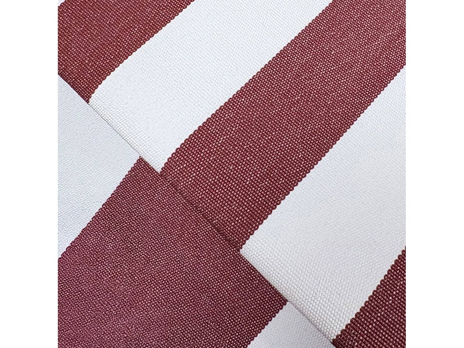 Now's Home - Salon De Jardin En Acier Blanc Tissu Rayé Blanc Et Coquelicot Positano