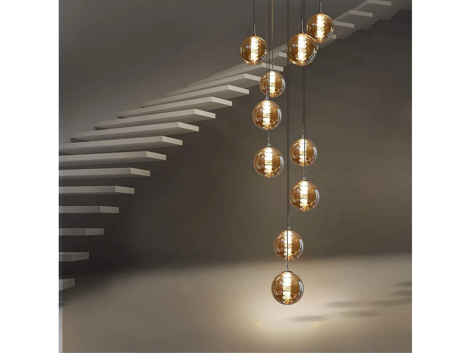 ZMH Suspension Lustre LED Réglable en Hauteur en Verre pour Salon et Salle à Manger