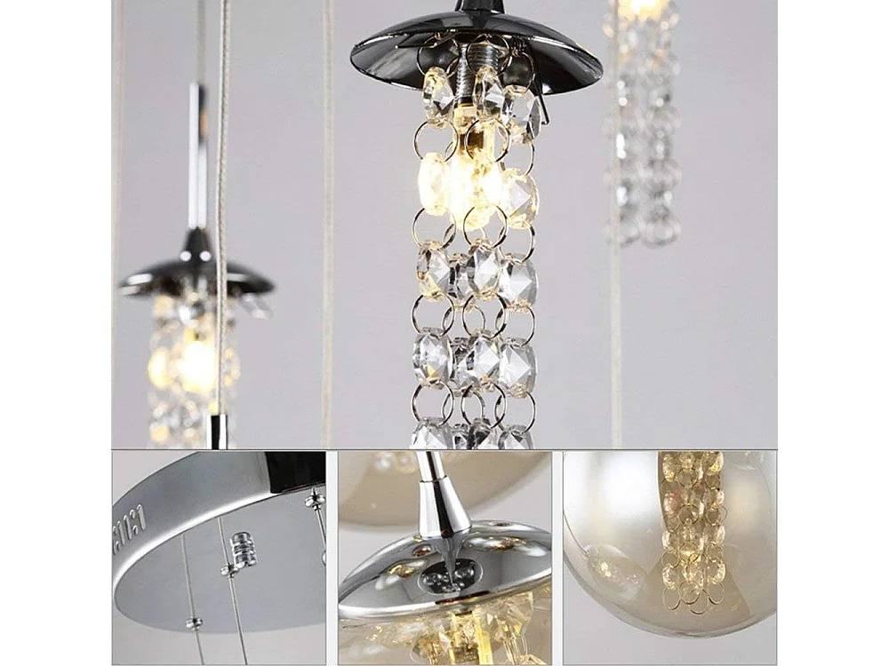 ZMH Suspension Lustre LED Réglable en Hauteur en Verre pour Salon et Salle à Manger