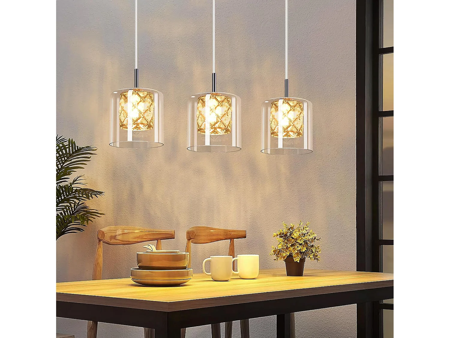 ZMH Suspension Lustre Salle à manger 3 flammes Vintage Suspension Lustre Moderne G9 Cuisine Hôtel