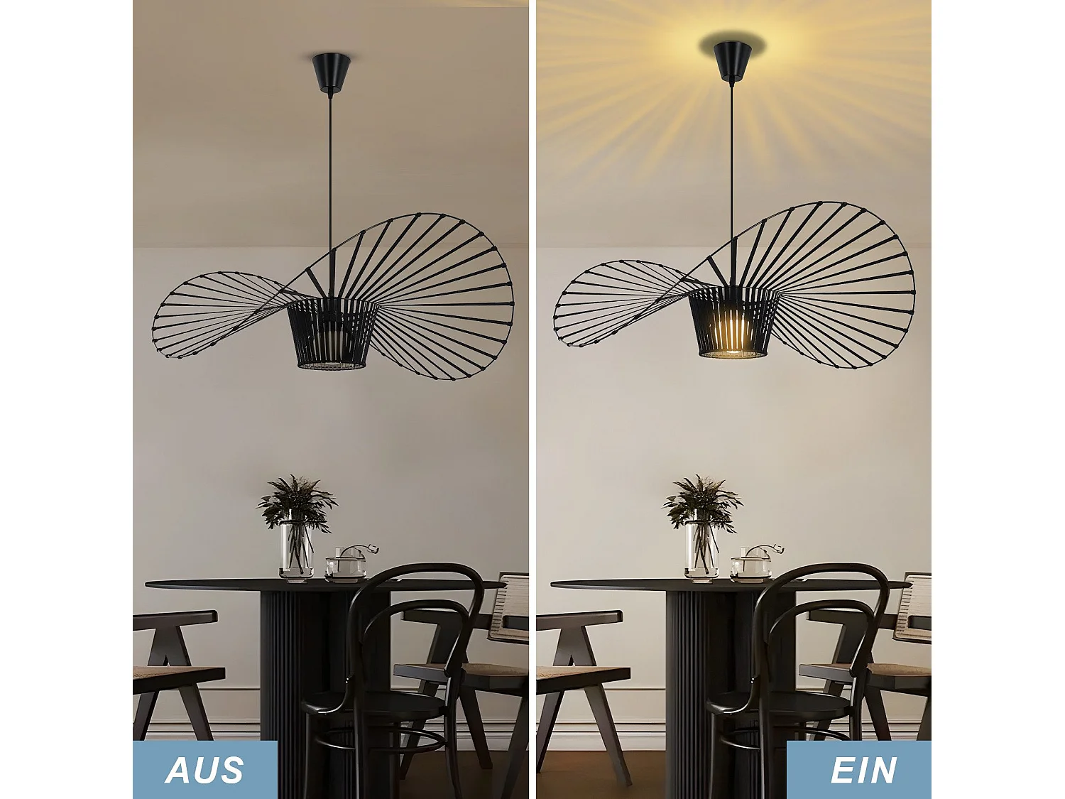 ZMH Suspension  Noir Vintage 80cm Hauteur Réglable Design Rétro E27 Pour Salle à Manger Cuisine Salon Sans Ampoule
