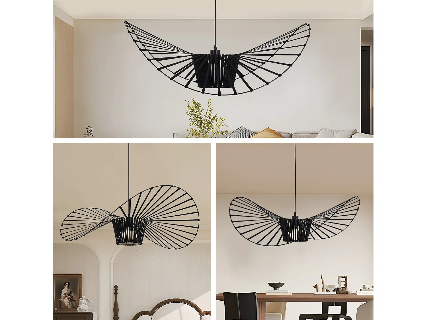 ZMH Suspension  Noir Vintage 80cm Hauteur Réglable Design Rétro E27 Pour Salle à Manger Cuisine Salon Sans Ampoule