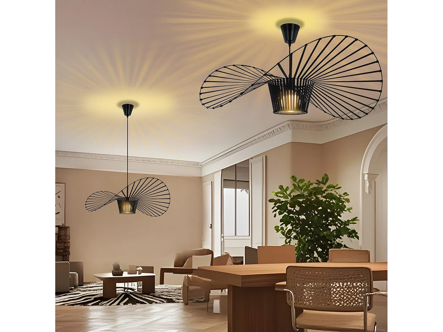 ZMH Suspension  Noir Vintage 80cm Hauteur Réglable Design Rétro E27 Pour Salle à Manger Cuisine Salon Sans Ampoule