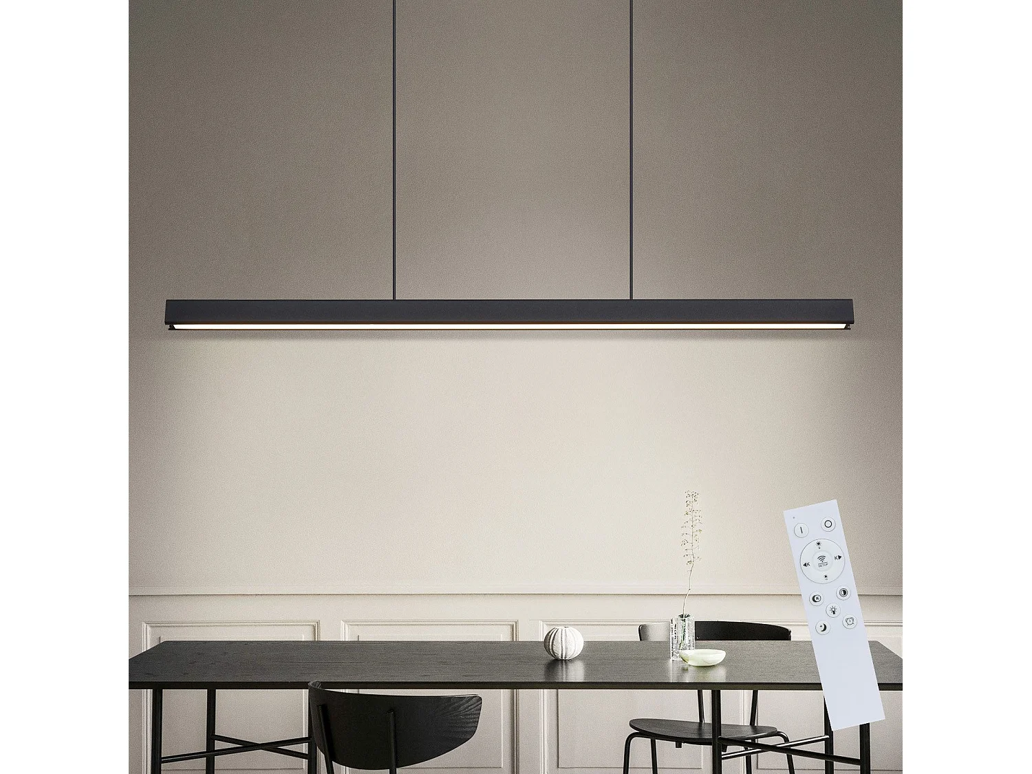 ZMH Suspension Lustre salle à manger 148 CM noir lampe Suspension Lustre linéaire 37W dimmable cuisine