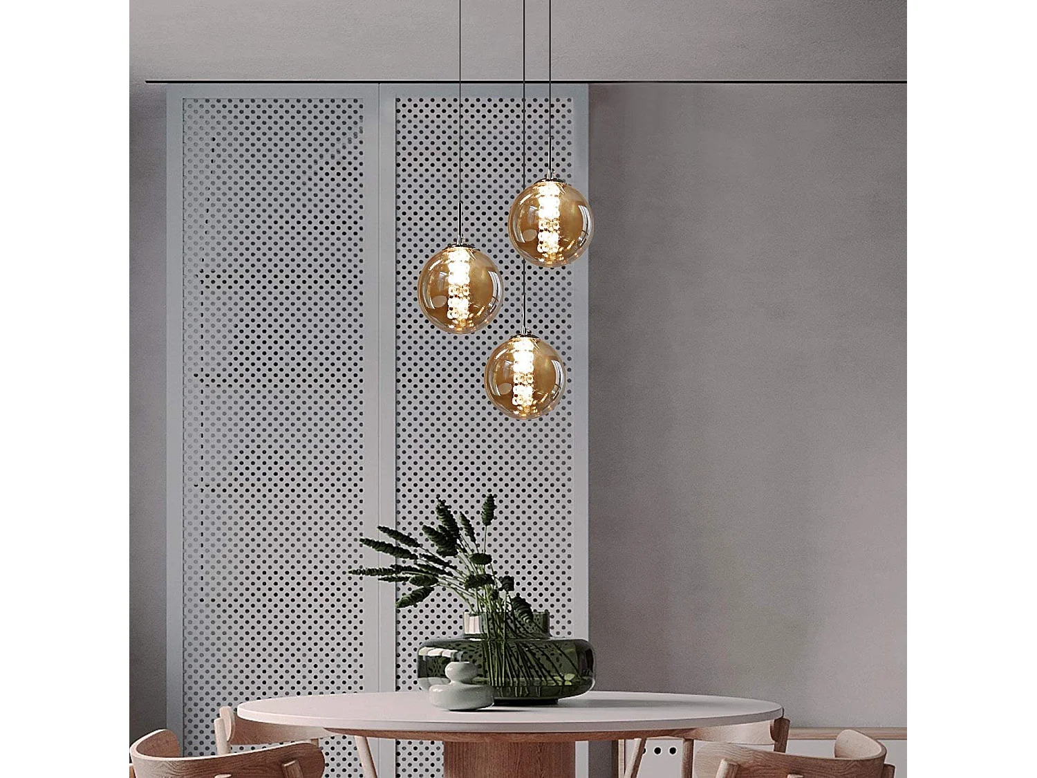 ZMH Lampe pendante LED pendante en verre réglable en hauteur Luminaires de salon