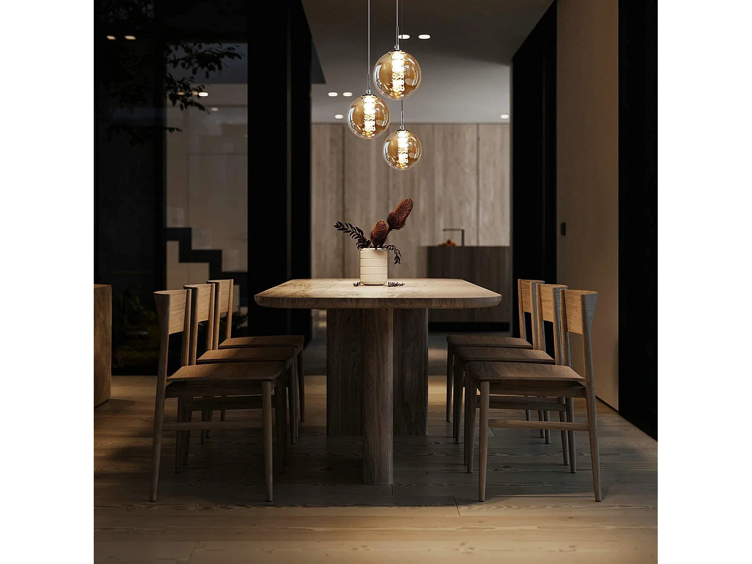 ZMH Lampe pendante LED pendante en verre réglable en hauteur Luminaires de salon