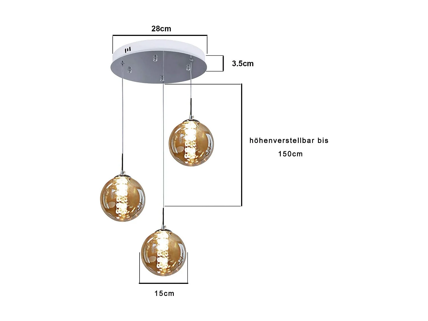ZMH Lampe pendante LED pendante en verre réglable en hauteur Luminaires de salon