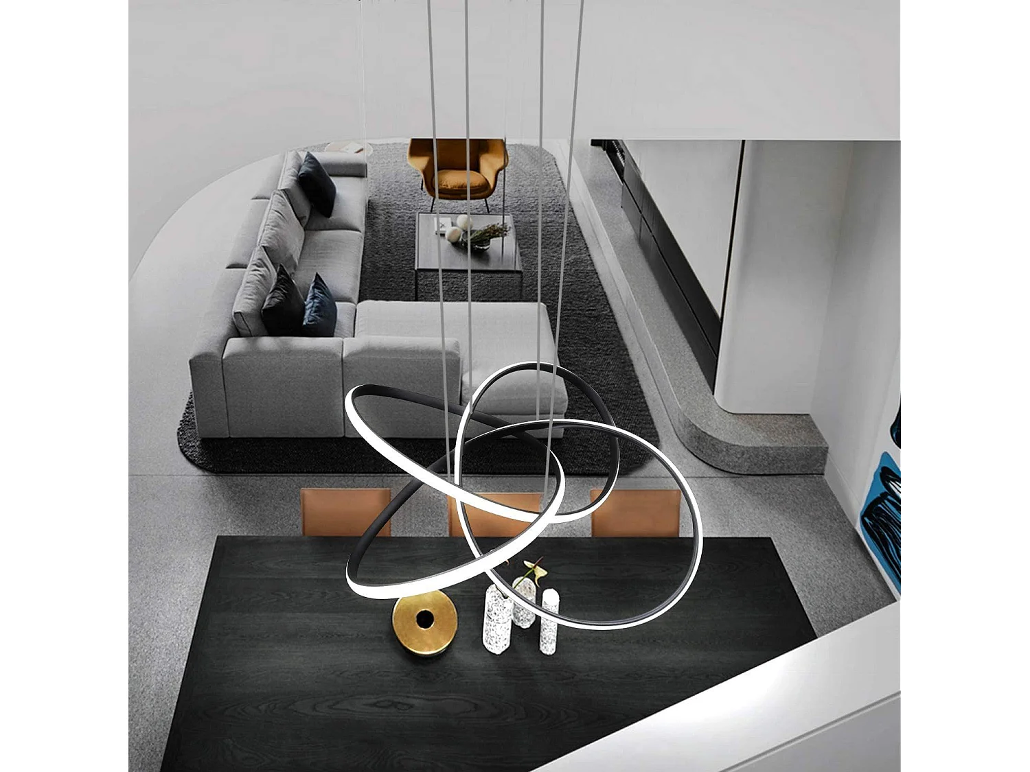 ZMH Suspension LED Lustre  hauteur réglable 62W anneau pendentif télécommandé chambre à coucher