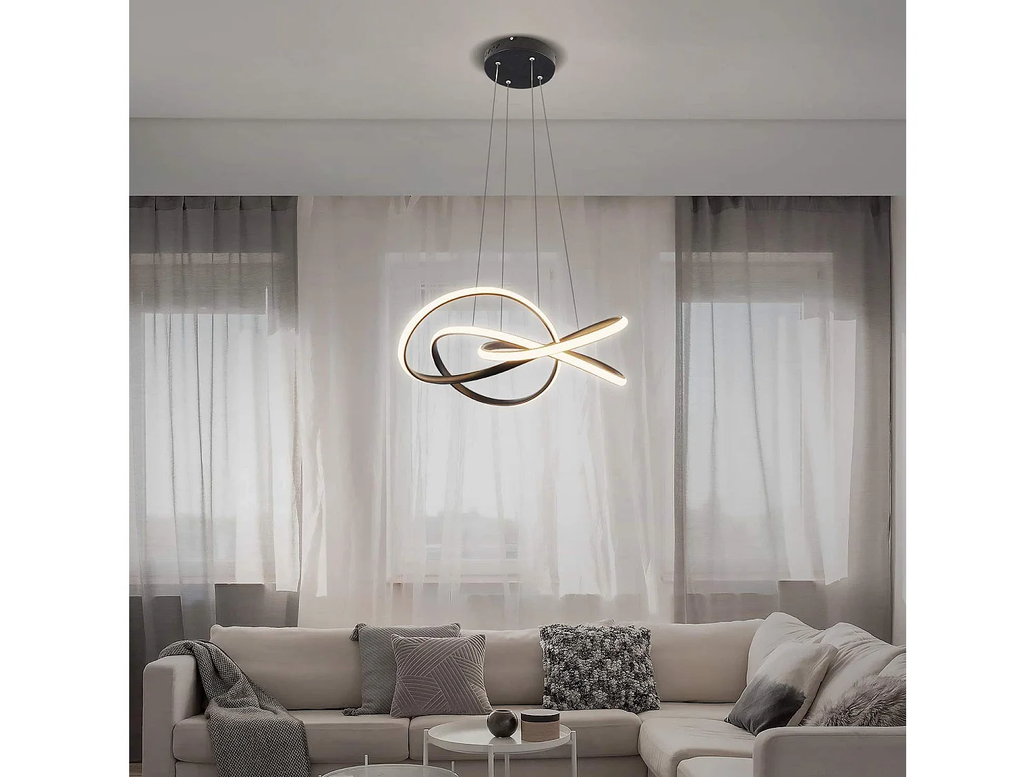 ZMH Suspension LED Lustre  hauteur réglable 62W anneau pendentif télécommandé chambre à coucher