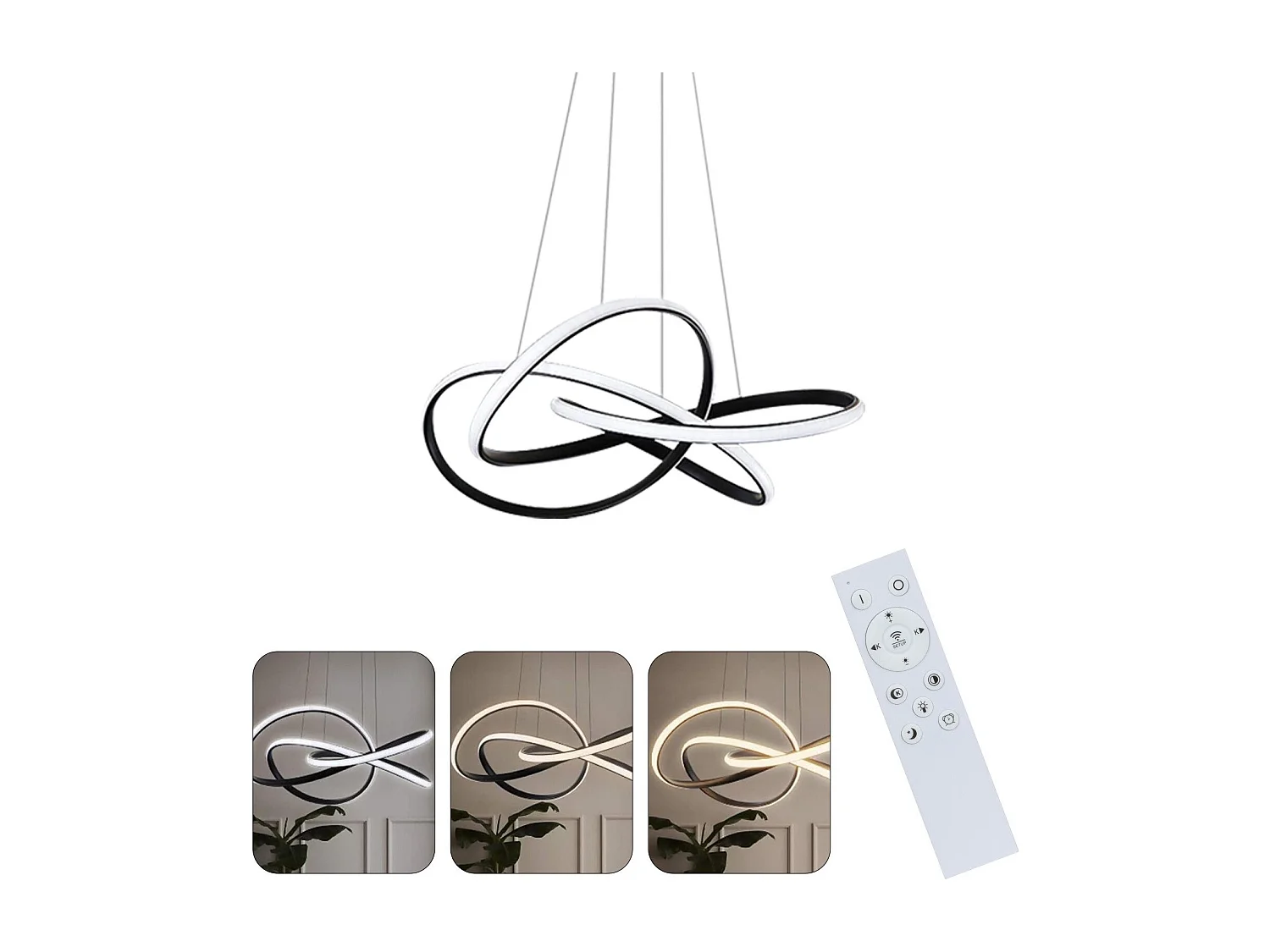 ZMH Suspension LED Lustre  hauteur réglable 62W anneau pendentif télécommandé chambre à coucher
