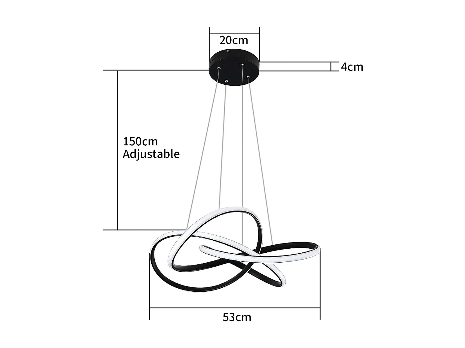 ZMH Suspension LED Lustre  hauteur réglable 62W anneau pendentif télécommandé chambre à coucher