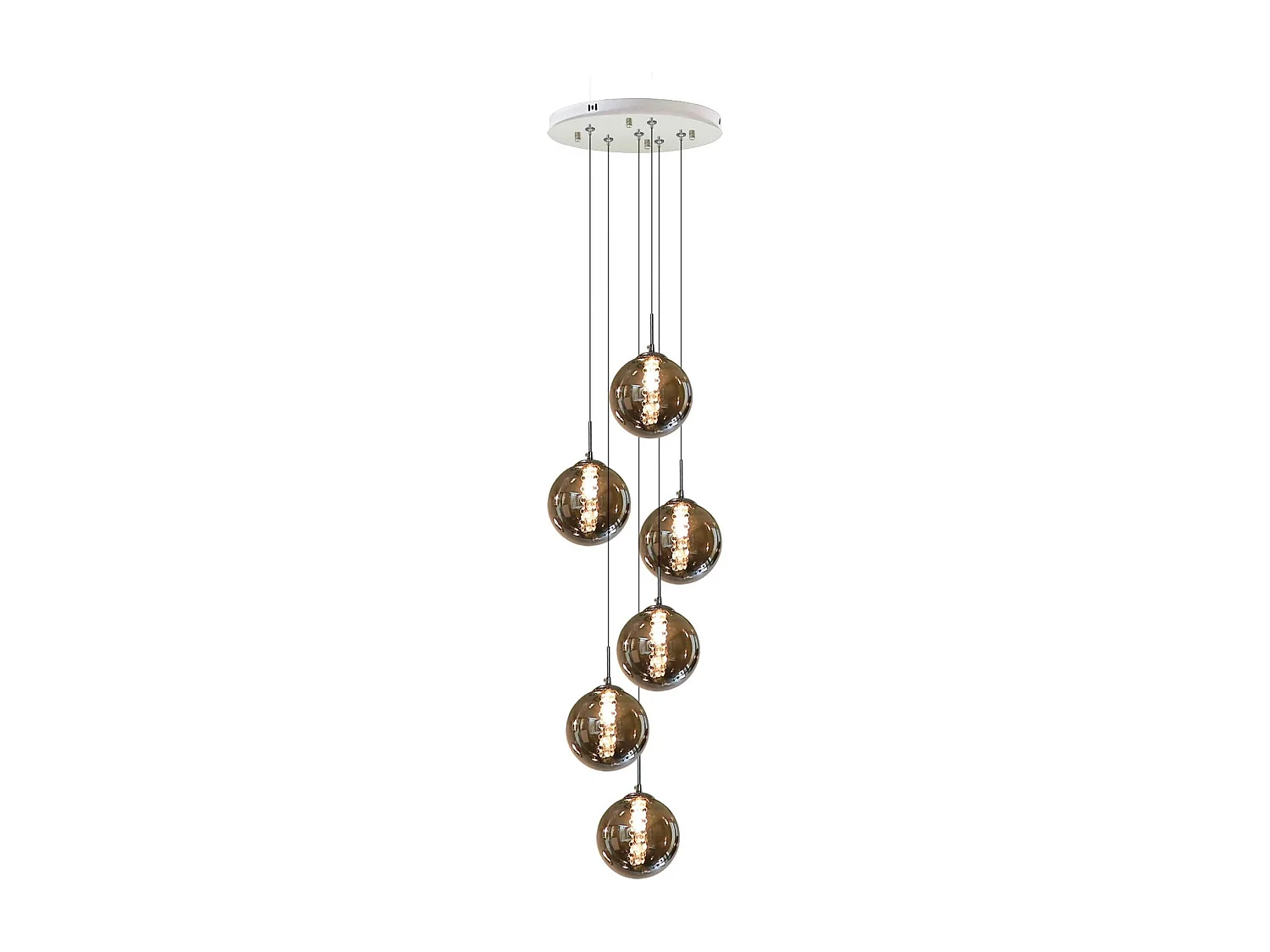 ZMH Suspension Lustre salle à manger 6 lumières Hauteur réglable verre cristal gris