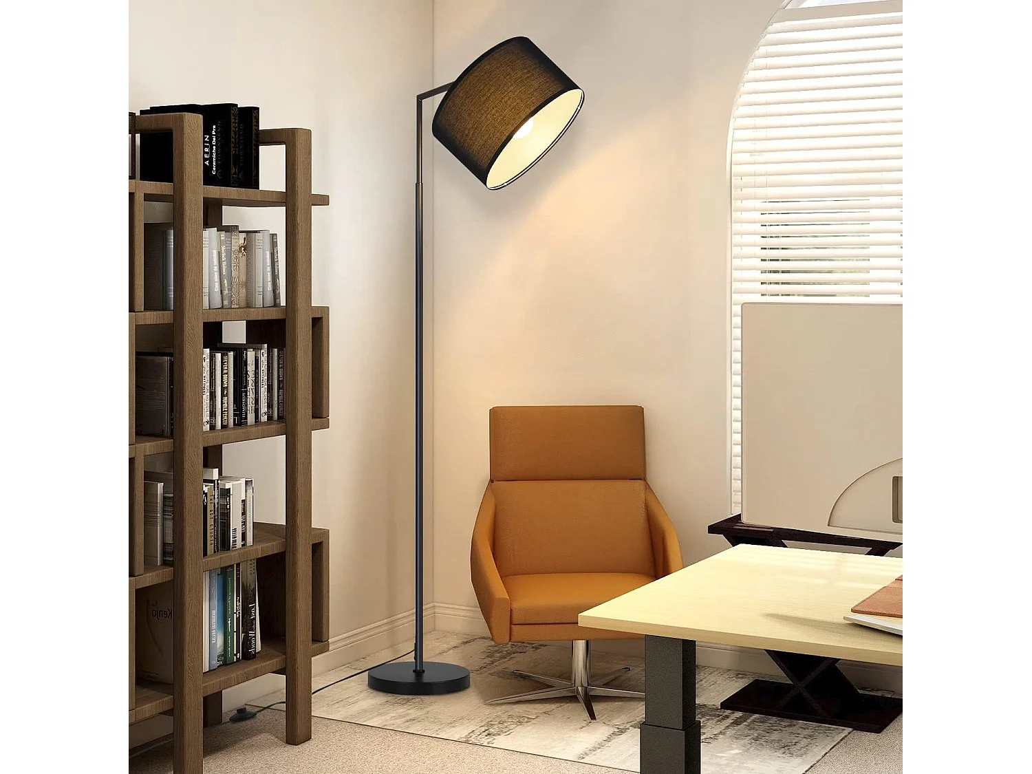 ZMH Lampadaire pour salon design tissu moderne lampe de lecture E27 avec interrupteur au pied