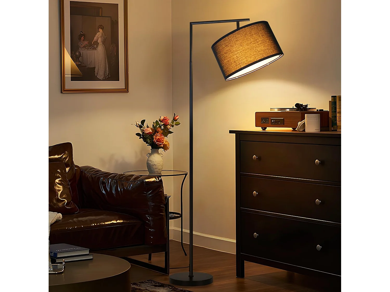 ZMH Lampadaire pour salon design tissu moderne lampe de lecture E27 avec interrupteur au pied