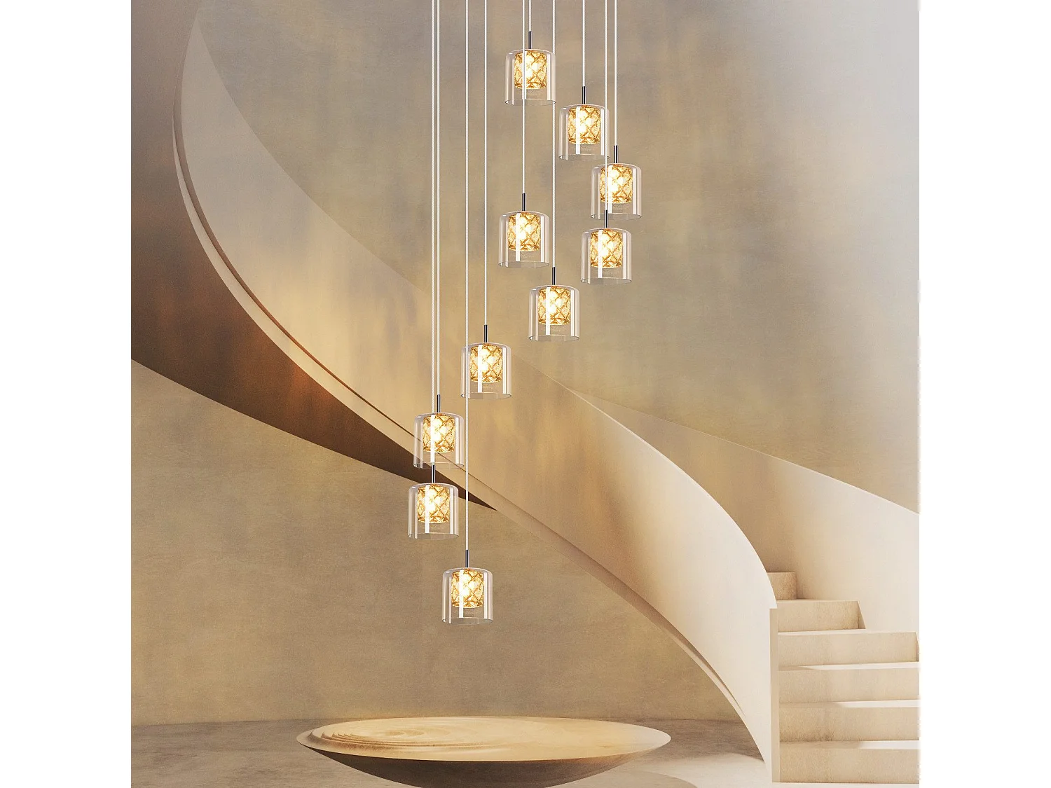 ZMH Suspension Lustre Salle à Manger 10 Flammes Moderne Verre Suspension Lustre G9 Cristal Cage d'Escalier