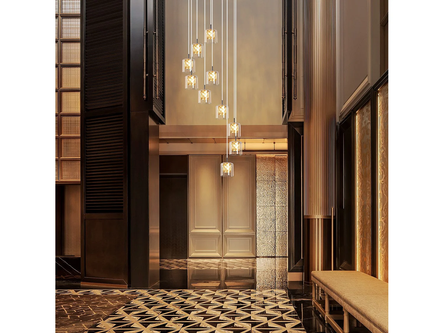 ZMH Suspension Lustre Salle à Manger 10 Flammes Moderne Verre Suspension Lustre G9 Cristal Cage d'Escalier