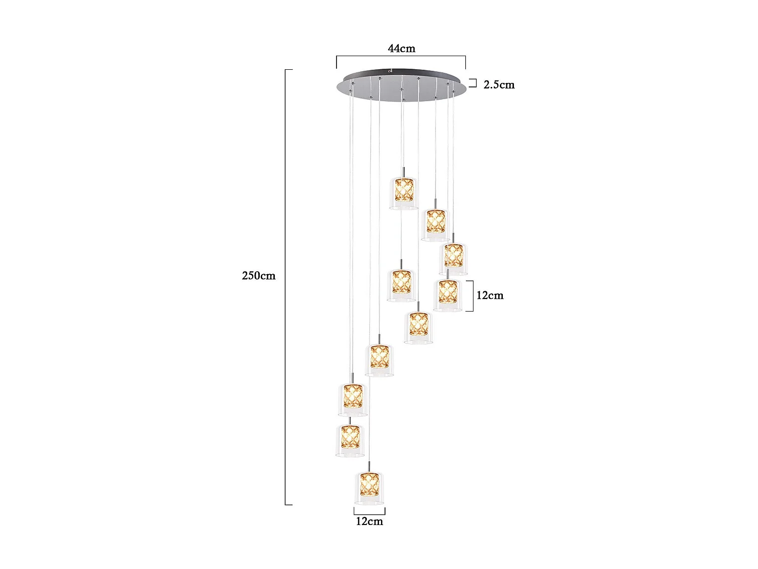 ZMH Suspension Lustre Salle à Manger 10 Flammes Moderne Verre Suspension Lustre G9 Cristal Cage d'Escalier