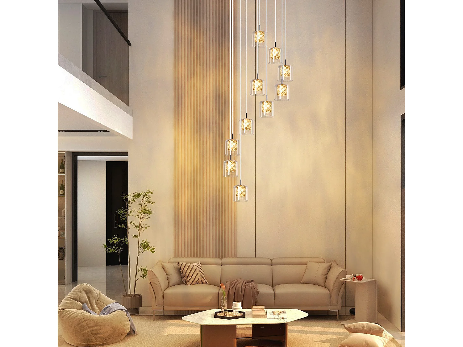 ZMH Suspension Lustre Salle à Manger 10 Flammes Moderne Verre Suspension Lustre G9 Cristal Cage d'Escalier