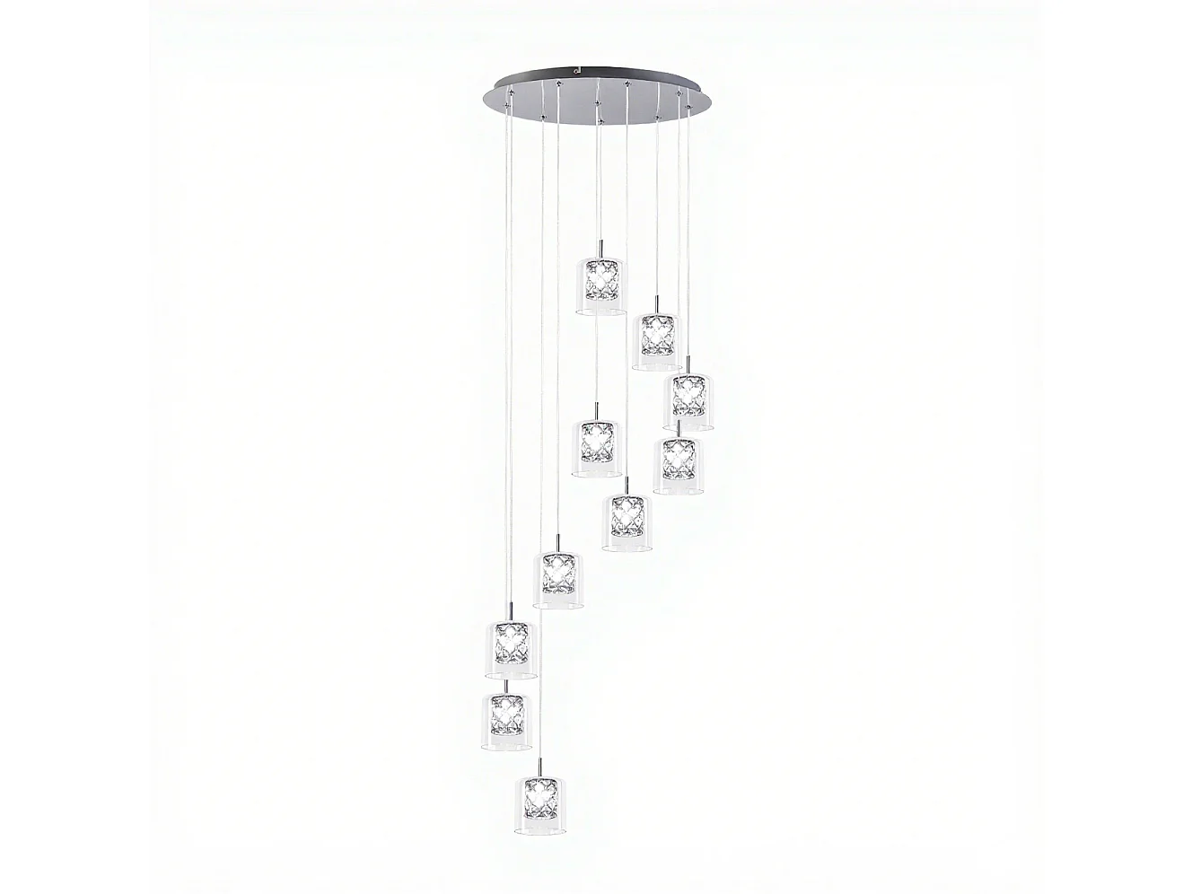 ZMH Suspension Lustre Salle à Manger 10 Flammes Moderne Verre Suspension Lustre G9 Cristal Cage d'Escalier