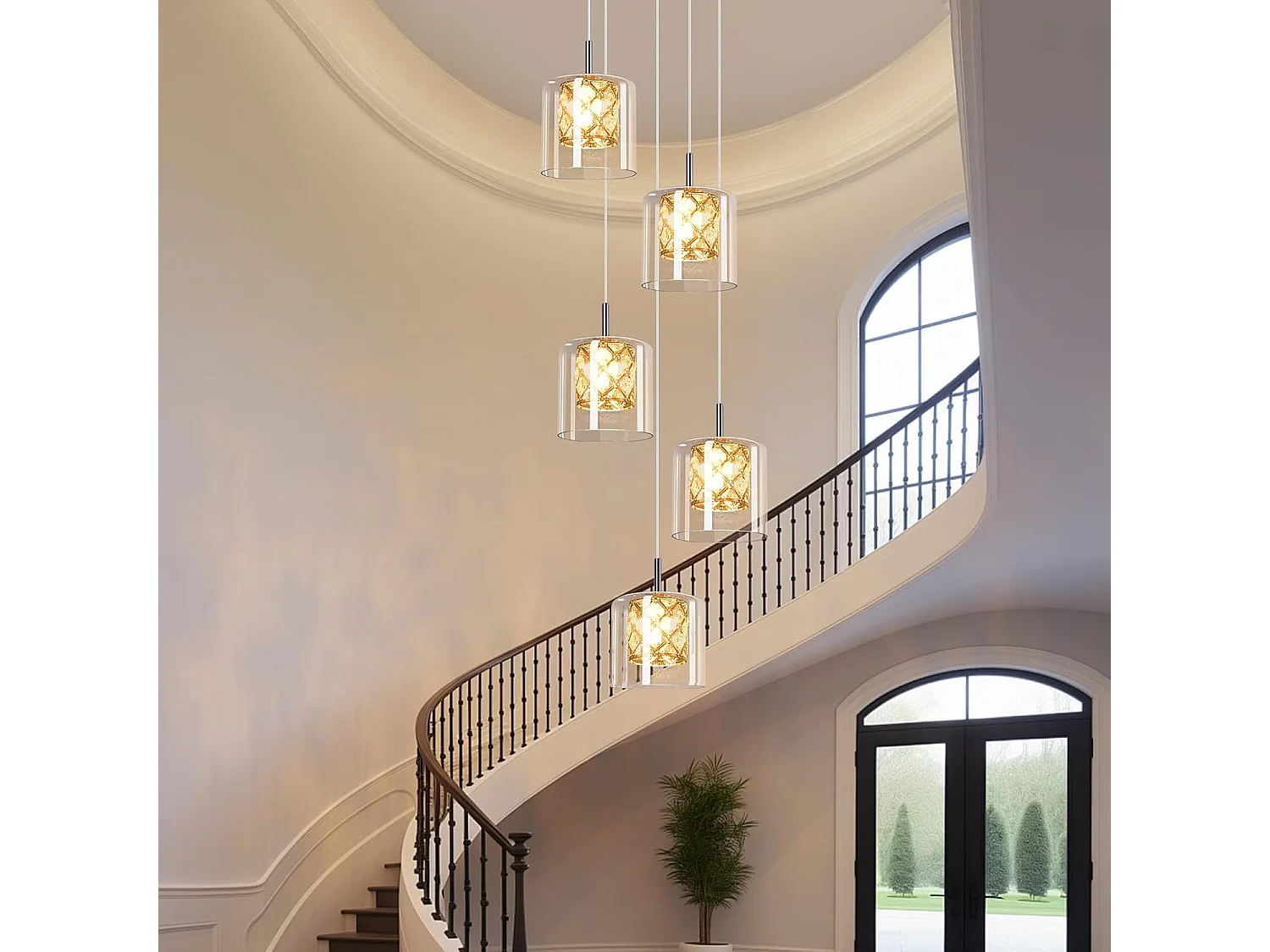 ZMH Suspension Lustre Salle à manger 5 flammes Vintage Suspension Lustre Moderne G9 Cuisine Hôtel