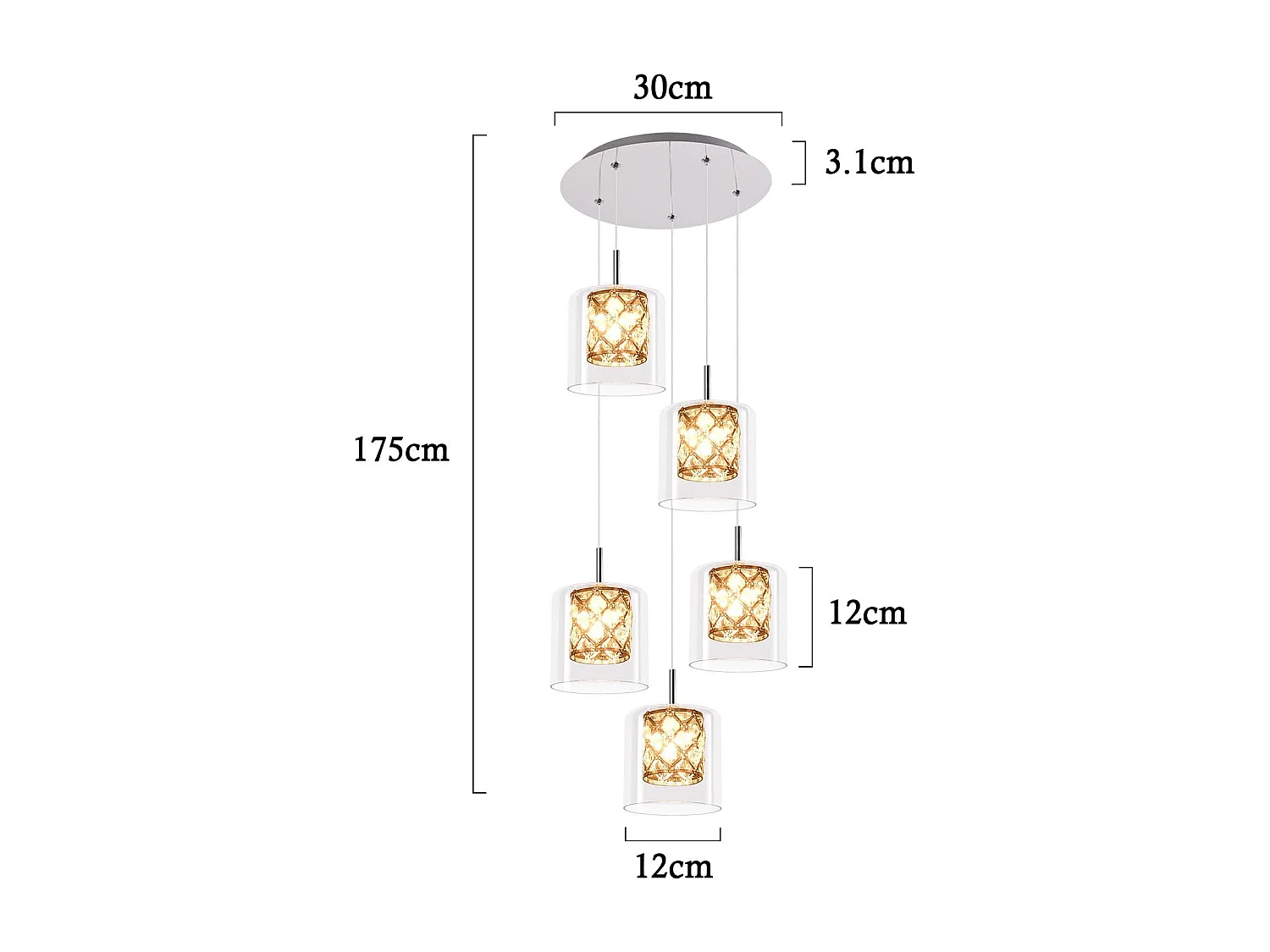 ZMH Suspension Lustre Salle à manger 5 flammes Vintage Suspension Lustre Moderne G9 Cuisine Hôtel