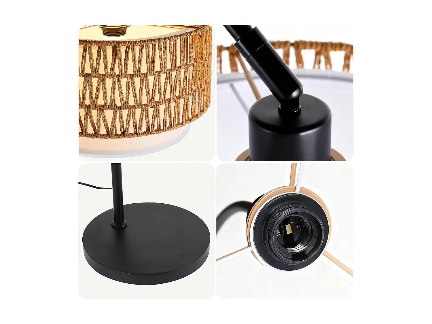 ZMH Lampadaire incurvé vintage noir E27 avec éclairage à intensité variable interrupteur au pied télécommande rotation à 350 degrés pour salon chambre